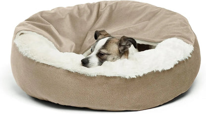 Ultimate Cozy Donut Pet Bed with attached blanket: Plush Hooded Cuddler for Cats & Dogs